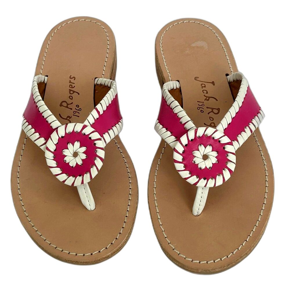 Jack Rogers Flat Sandals Women’s Size 7.5M Color Magenta Pink and White